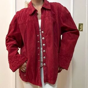 Dress Barn Suede Leather Jacket Red Size XL